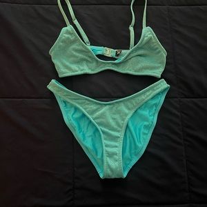 Blue Sparkly Triangl Bikini